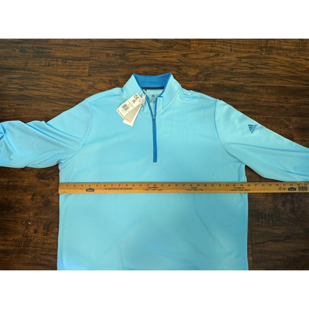 Adidas Mens Golf Lt Wght Qtr Zip Bliss Blue Sz 2XL NWT HM5446 - Picture 6 of 7